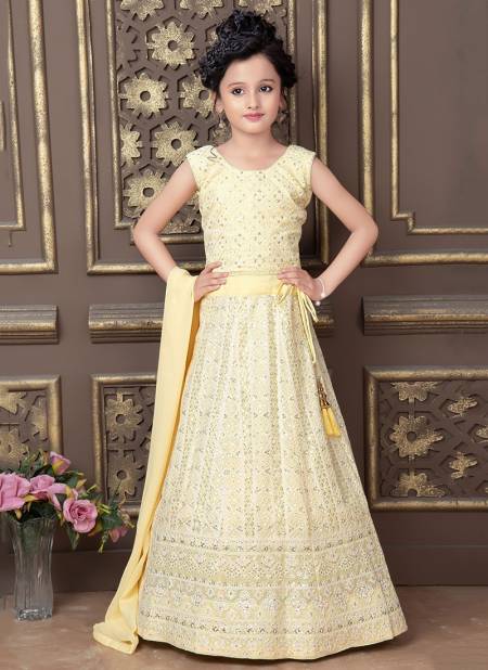 Yellow Colour Saanvi New Latest Designer Wedding Kidswear Georgette Lehenga Choli Collection 5003